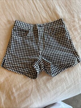 rag & bone Black and White Gingham High-Waist Women’s Shorts